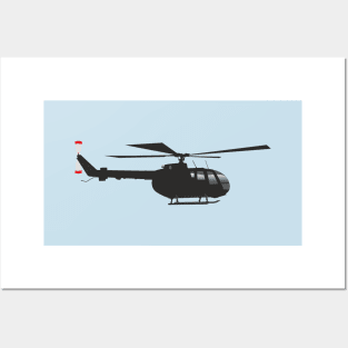 Black German Helicopter Bo105 Posters and Art